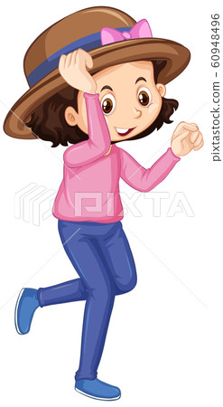 Happy girl in pink shirt on white background Happy girl in pink shirt on white background 60948496