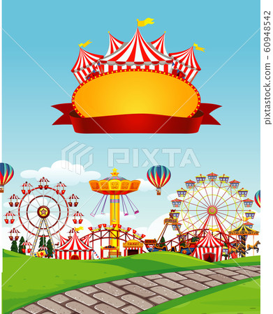 Sign template with funpark in background Sign template with funpark in background 60948542