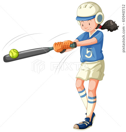 Girl about to hit baseball isolated Girl about to hit baseball isolated 60948552