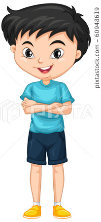 Boy in blue shirt on isolated background - Stock Illustration [60948619 ...