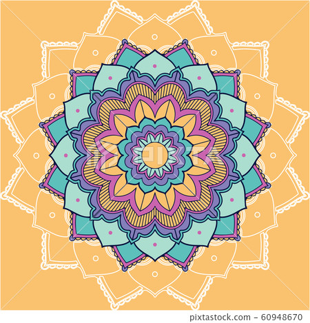 Mandala patterns on yellow background - Stock Illustration [60948670 ...