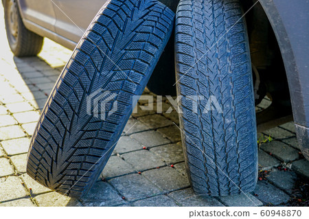 new and used car winter tire before changing tires new and used car winter tire before changing tires 60948870