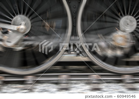 The rotating wheels of steam locomotive on 60949546