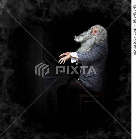 bearded musician plays the piano 60949549