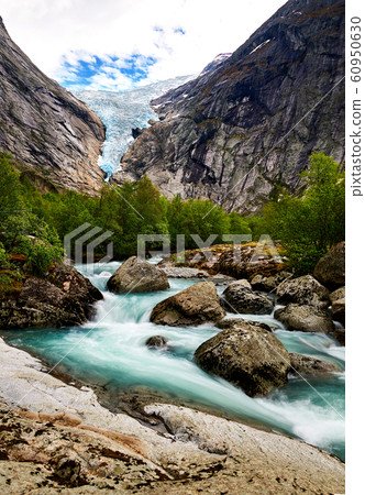 briksdal glacier in north europe Nordfjord norway briksdal glacier in north europe Nordfjord norway 60950630