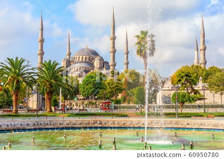 The Blue Mosque and the fountain in Sultan Ahmet 60950780