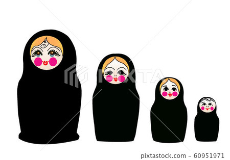 Matrushka set converted to islam, in black chador, Matrushka set converted to islam, in black chador, 60951971