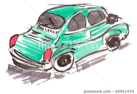 Car hand drawn marker sketch. Template for drawing 60952459