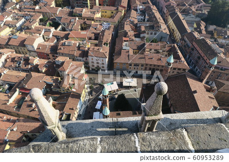 Brick tower of Cremona taken from Trazzo in Cremona Brick tower of Cremona taken from Trazzo in Cremona 60953289