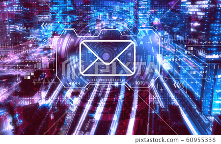 Email concept with a large train station in Tokyo, Japan 60955338