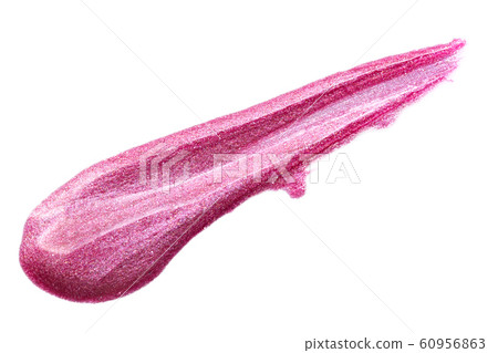 Lip gloss isolated on white. Smudged pink makeup Lip gloss isolated on white. Smudged pink makeup 60956863