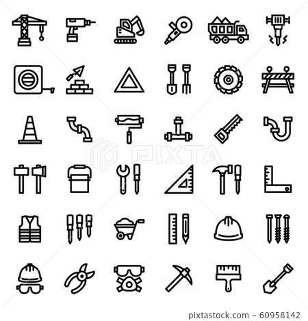 Construction Icon Set 36 - Editable stroke. 48x48 Pixel Perfect. 60958142