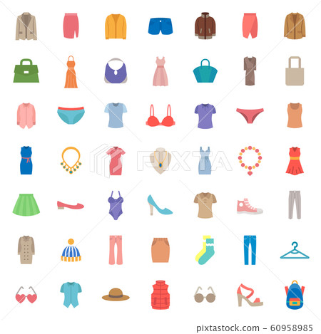 woman & lady fashion icon set. 48 x 48 pixels complete.	 60958985