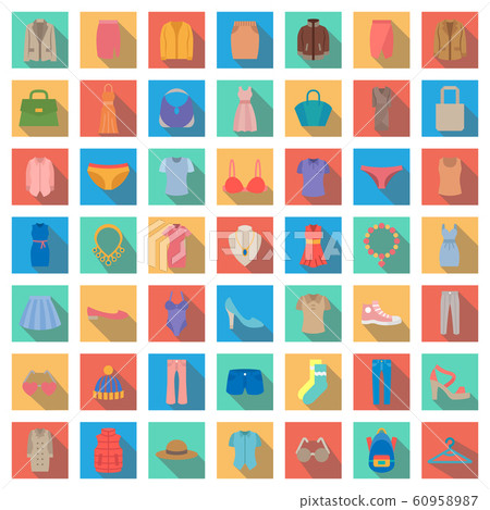 woman & lady fashion icon set. 48 x 48 pixels complete.	 60958987