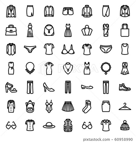 woman & lady fashion icon set .Editable stroke.   48 x 48 pixels perfect.	 60958990