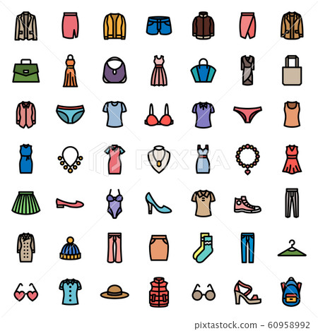 woman & lady fashion icon set . 48 x 48 pixels perfect.	 60958992