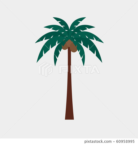 Palm tree color silhouette vector image. 60958995