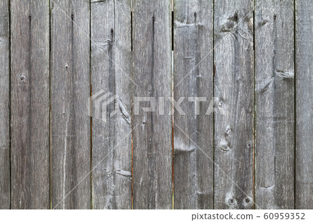 Old grungy gray wooden wall front view, background 60959352