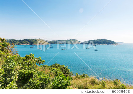 View on Nai Harn bay beach beach at Rawai area  on Phuket island Thailand View on Nai Harn bay beach beach at Rawai area  on Phuket island Thailand 60959468