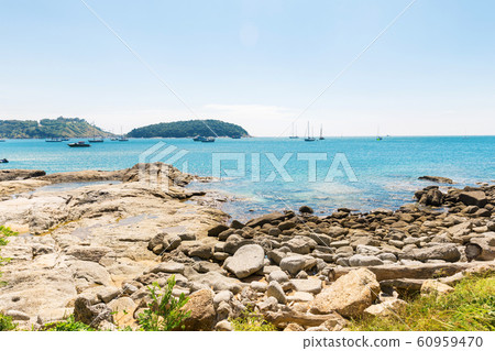 View on Nai Harn bay beach beach at Rawai area on Phuket island Thailand View on Nai Harn bay beach beach at Rawai area on Phuket island Thailand 60959470