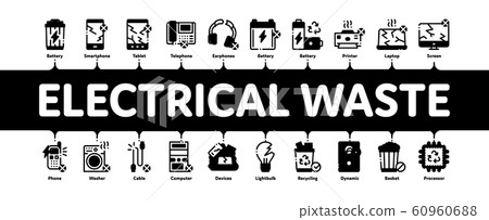 Electrical Waste Tools Minimal Infographic Banner Vector Electrical Waste Tools Minimal Infographic Banner Vector 60960688