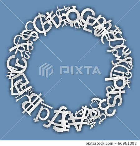 Vector white frame made of currency signs 60961098