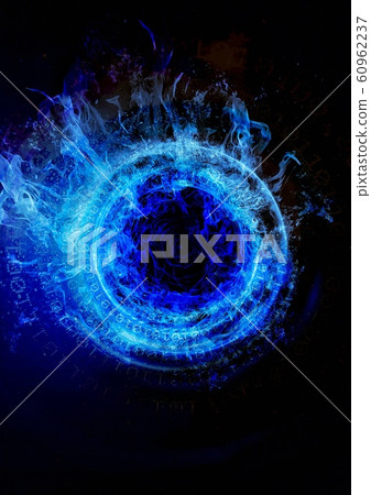 Abstract blue flame circle 60962237