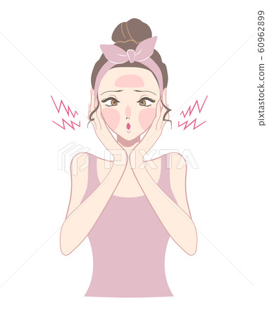 Beauty Bust up women Rough skin Redness - Stock Illustration [60962899 ...