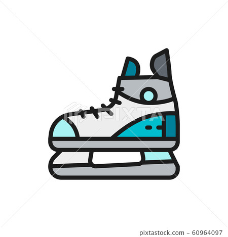 Skates, sport equipment flat color line icon. Isolated on white background 60964097