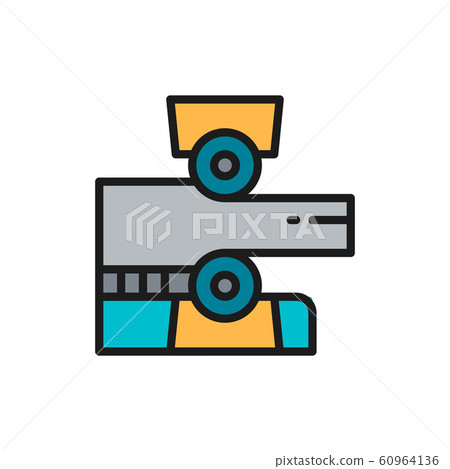 Metal plate rolling machine, metalworking flat color line icon. 60964136