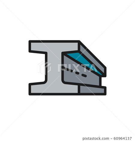 Steel beam product, metallurgy product flat color line icon. Steel beam product, metallurgy product flat color line icon. 60964137
