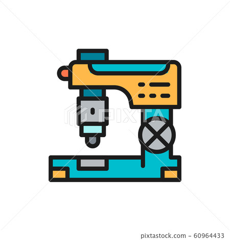 Cnc milling machine, laser metal cutting, engraving machine flat color line icon Cnc milling machine, laser metal cutting, engraving machine flat color line icon 60964433