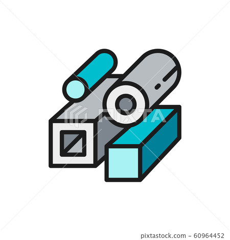 Vector steel pipes, metallurgy product flat color line icon. Vector steel pipes, metallurgy product flat color line icon. 60964452