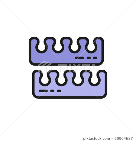 Manicure and pedicure toe separators, nail salon service flat color line icon. Manicure and pedicure toe separators, nail salon service flat color line icon. 60964687