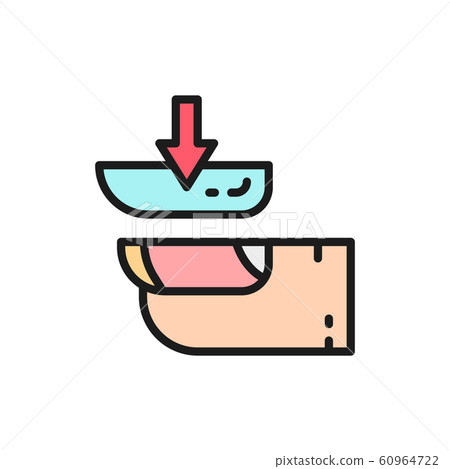 False nail, extended nails, manicure salon flat color line icon. 60964722