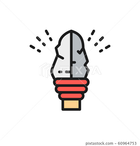 Vector primal spear, prehistoric weapon flat color line icon. 60964753