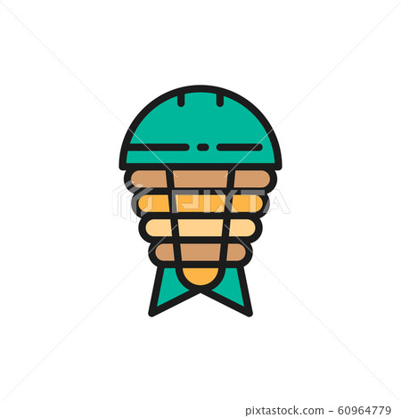 Ostracoderm, prehistoric fish, paleozoic era flat color line icon. Ostracoderm, prehistoric fish, paleozoic era flat color line icon. 60964779