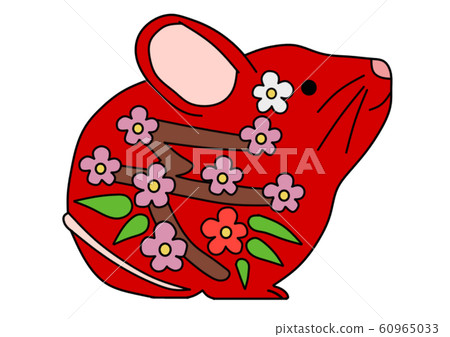 Red mouse with plum flower pattern 60965033