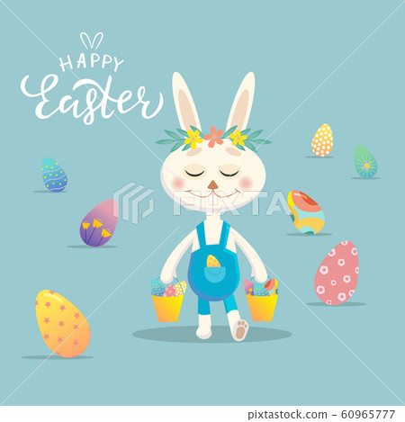 Happy Easter greeting card. Easter Bunny with Happy Easter greeting card. Easter Bunny with 60965777