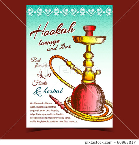 Hookah Lounge And Bar Advertising Poster Vector Hookah Lounge And Bar Advertising Poster Vector 60965817