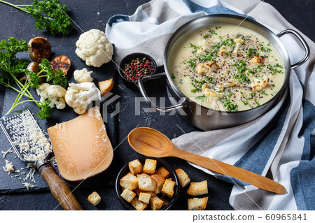 close-up of Asiago Roasted Garlic Cauliflower Soup close-up of Asiago Roasted Garlic Cauliflower Soup 60965841