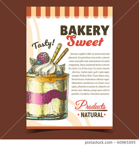 Bakery Sweet Tasty Natural Products Poster Vector - Stock Illustration ...