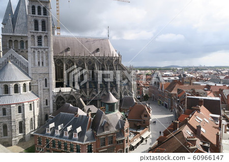 World Heritage "Tournay's Notre Dame Cathedral" taken from Belgium's oldest bell tower 60966147