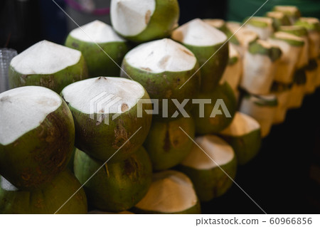 Fresh Coconut in the asian night market. Fresh Coconut in the asian night market. 60966856