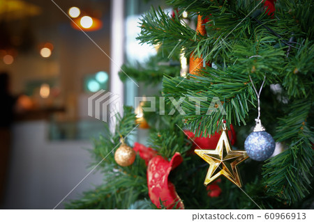 christmas star ornament hanging decoration on fir tree christmas star ornament hanging decoration on fir tree 60966913