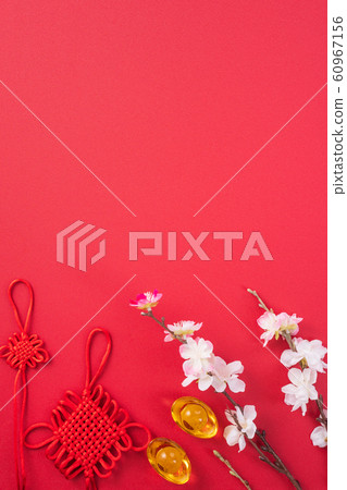 農曆新年 過年 春節 中國結 梅花 頂視圖 Chinese new year flat lay 農曆新年 過年 春節 中國結 梅花 頂視圖 Chinese new year flat lay 60967156