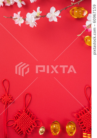 Chinese New Year Chinese New Year Chinese knot plum top view Chinese new year flat lay Chinese New Year Chinese New Year Chinese knot plum top view Chinese new year flat lay 60967159
