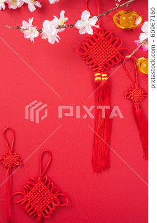 Chinese New Year Chinese New Year Chinese knot plum top view Chinese new year flat lay Chinese New Year Chinese New Year Chinese knot plum top view Chinese new year flat lay 60967160