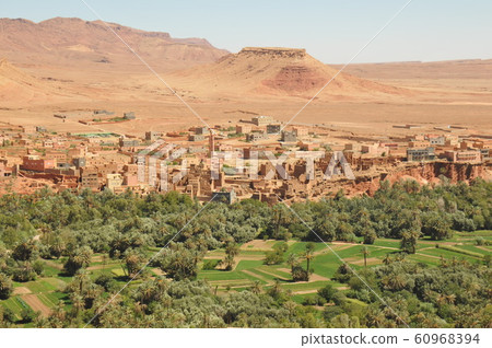 Morocco, Kasbah Highway, a village with date palm fields Morocco, Kasbah Highway, a village with date palm fields 60968394