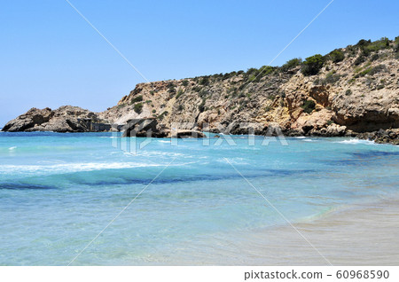 Cala Tarida beach in Ibiza Island, Spain. 60968590